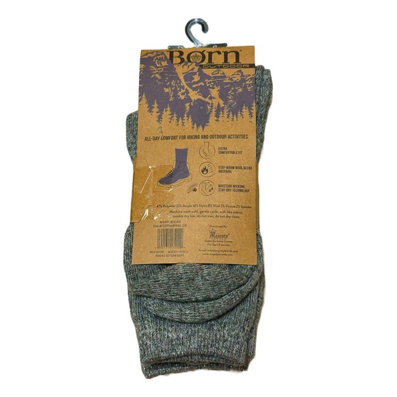 Born Outdoor Squirrel Wool Blend Socks NWT 2 Pairs Womens Shoe Size 4-10 - Picture 2 of 5